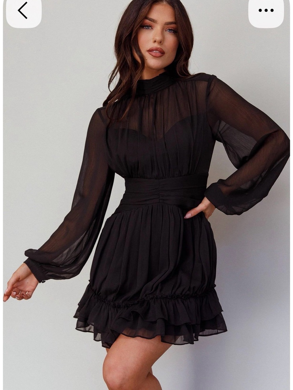 NWT Selfie Leslie Mandalay High Neck Long Sleeve Waistband Dress in Black